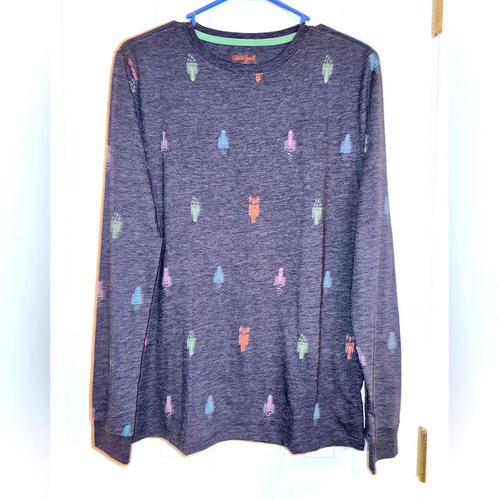 New Cat & Jack Navy Crayon Rocket Long sleeves Tee shirt, Size XXL (18)